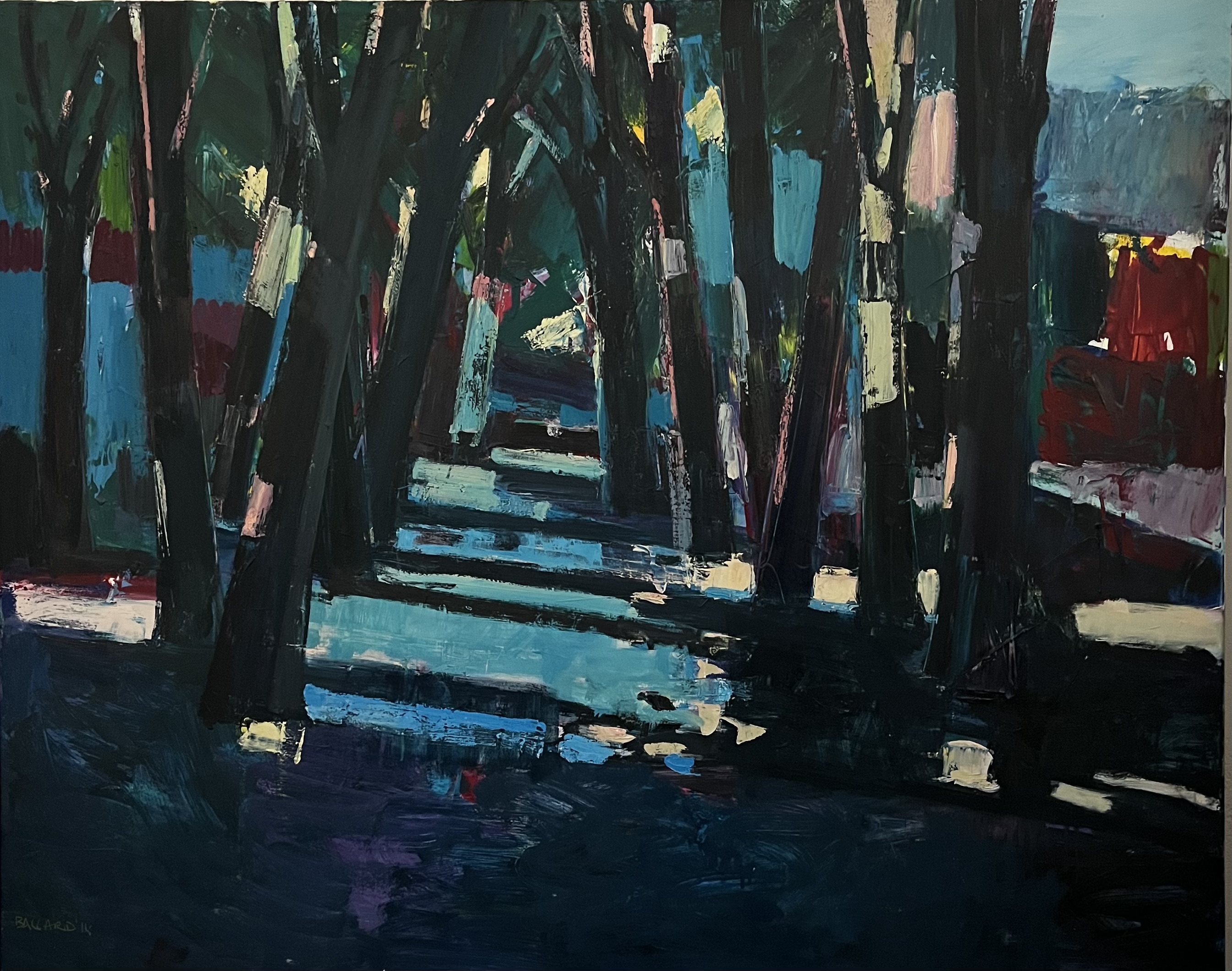 'Coloured Trees, Cyprus Avenue',  oil on canvas, 120cm x 150cm, £TBC