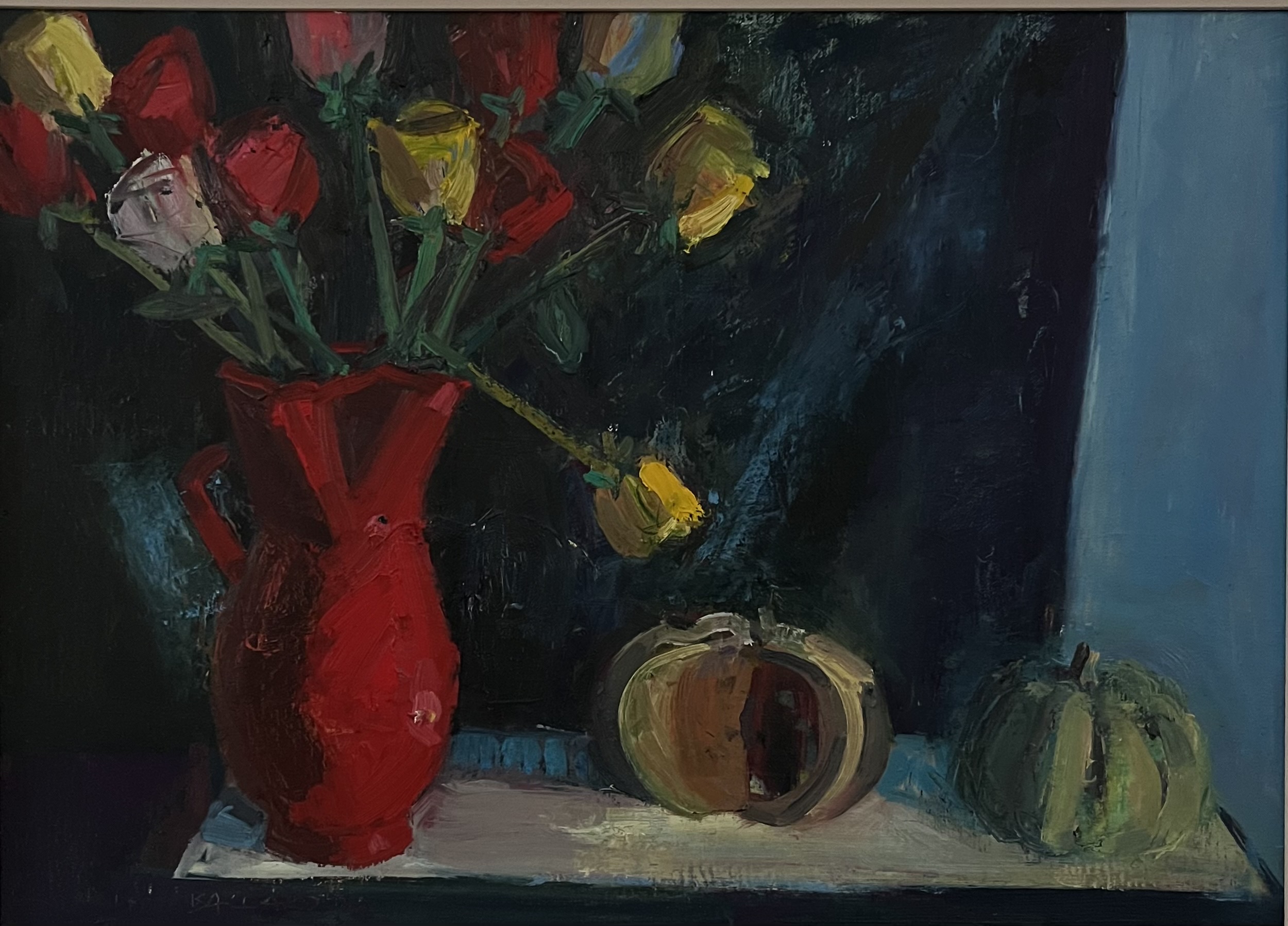 'Roses with Gourds', oil on canvas, 50cm x 70cm,  £5,000