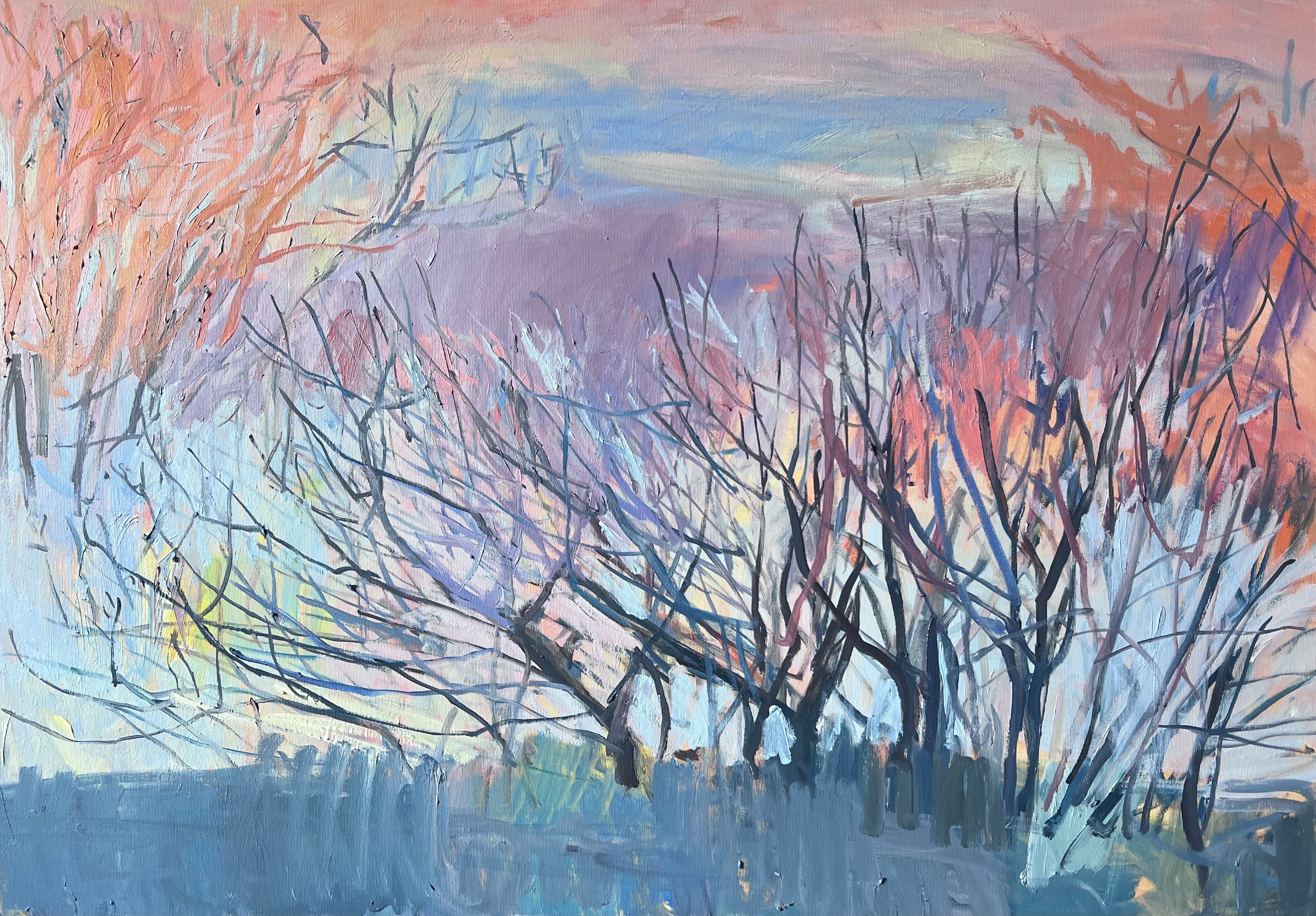 'Winter Tree Sky', oil on  canvas, 70cm x 100cm, £2100
