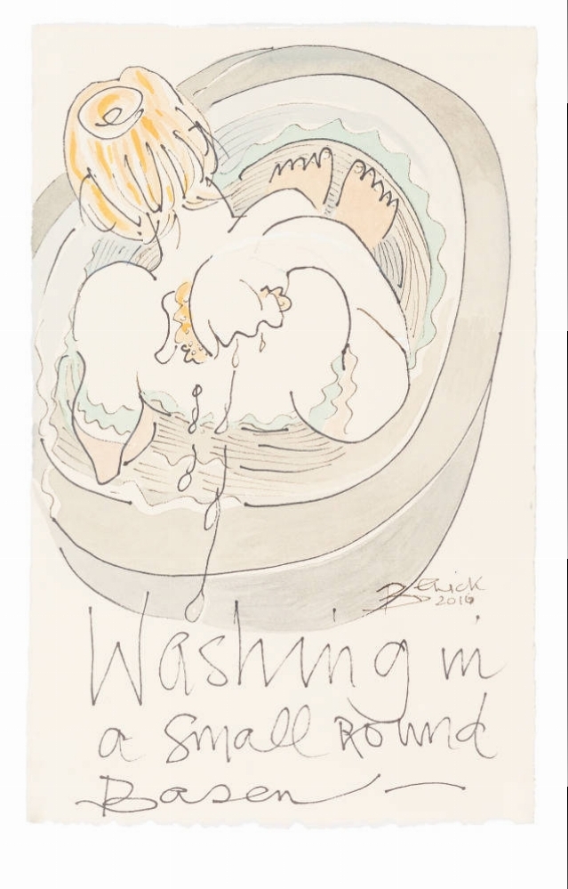 'Washing in a Small Round Basin' 2017 Watercolour 43cm x 36cm - £2,500