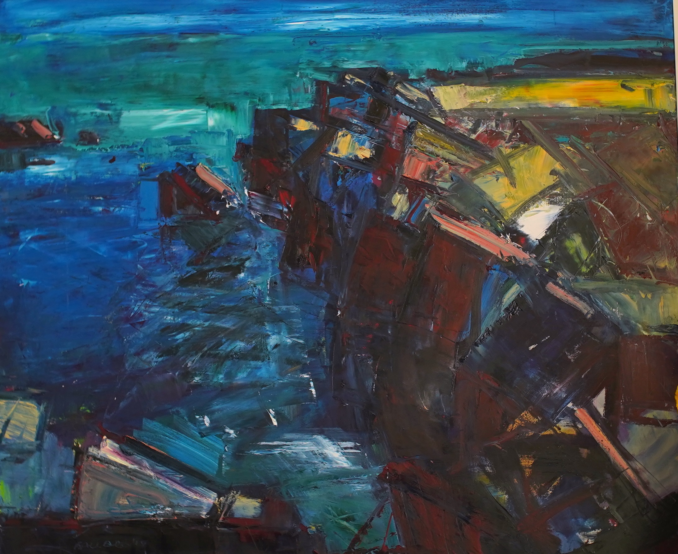 'Red Rocks and Sea', oil on canvas, 100cm x 120cm, £9000
