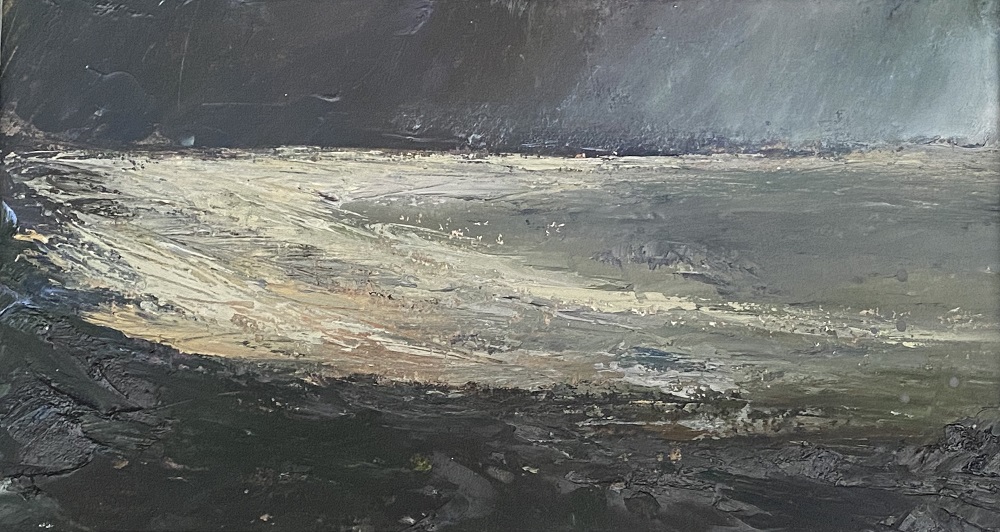 'Light Through the Storm', oil on paper mounted on board, 20cm x 35cm, £850