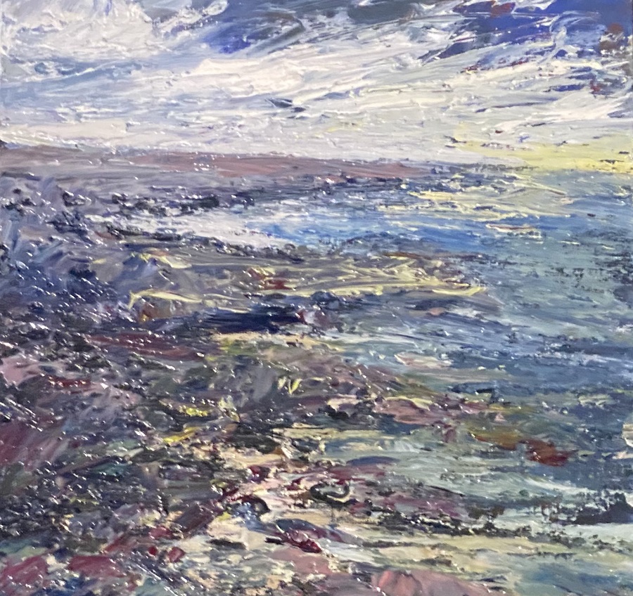 'Rocky Outcrop Clare', oil on canvas, 20cm x 20cm, £750