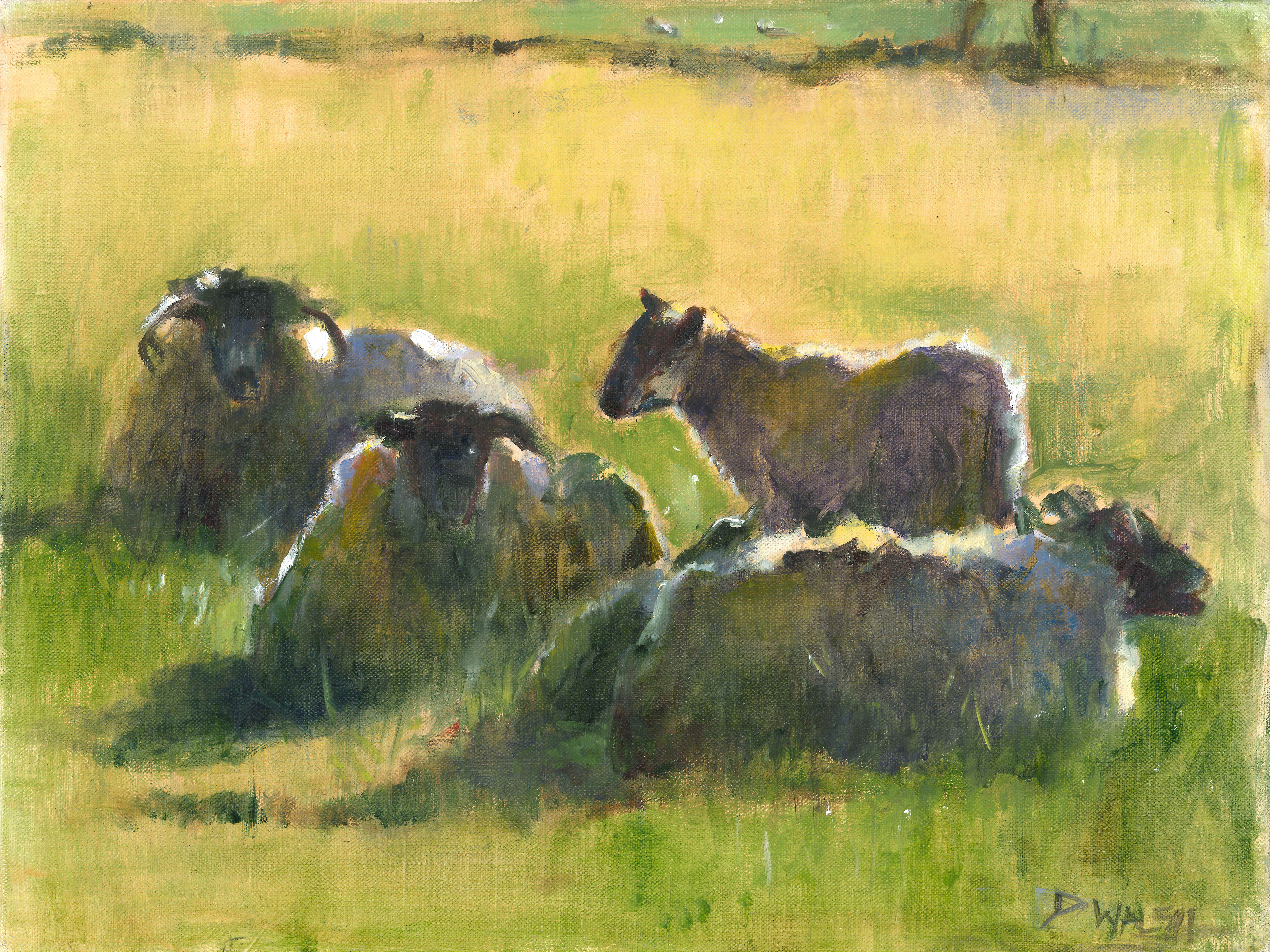 'Morning Chat', oil on canvas, 30cm  x 40cm, £1500