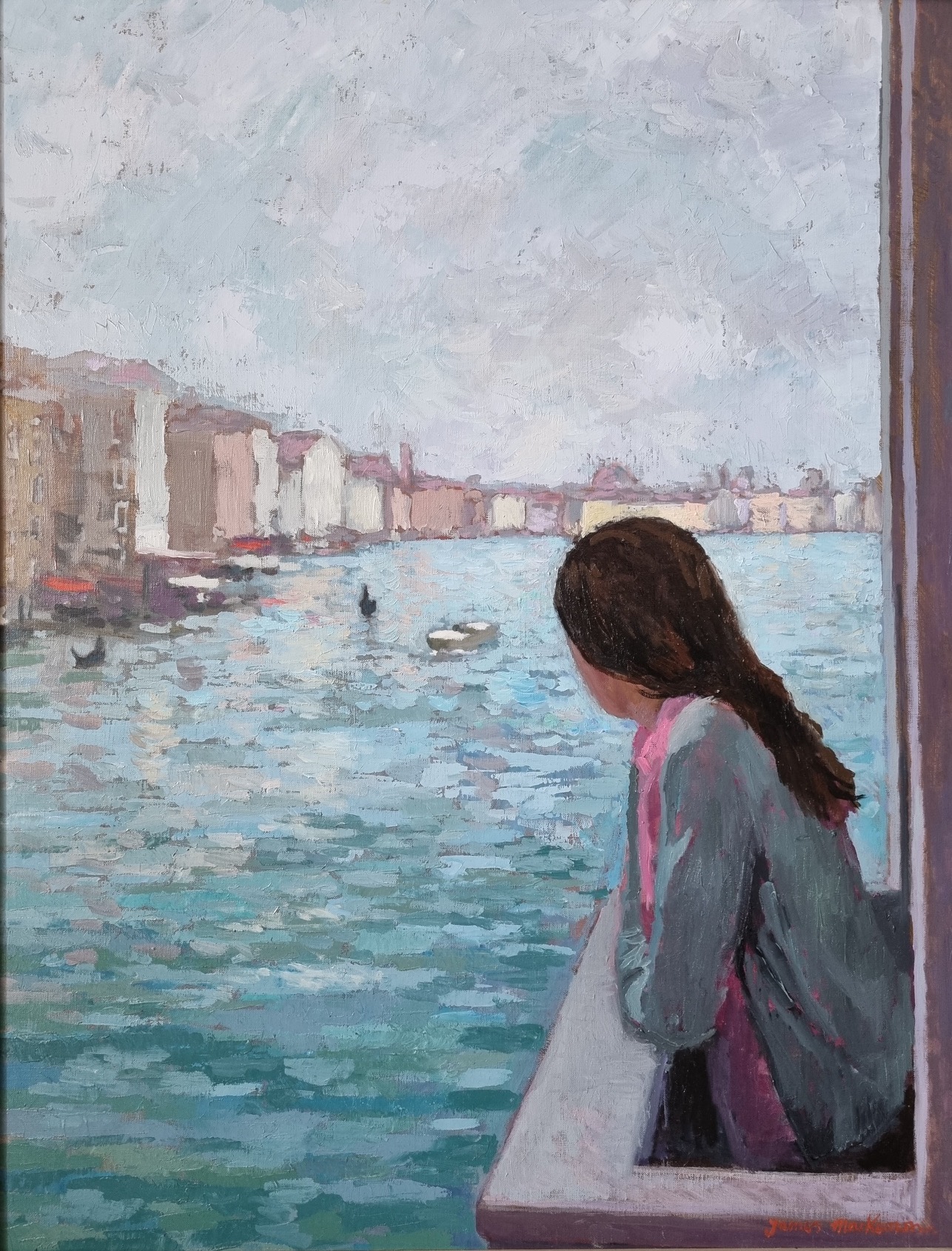 'The Girl on the Balcony', oil on canvas, 65cm x 50cm, £2700