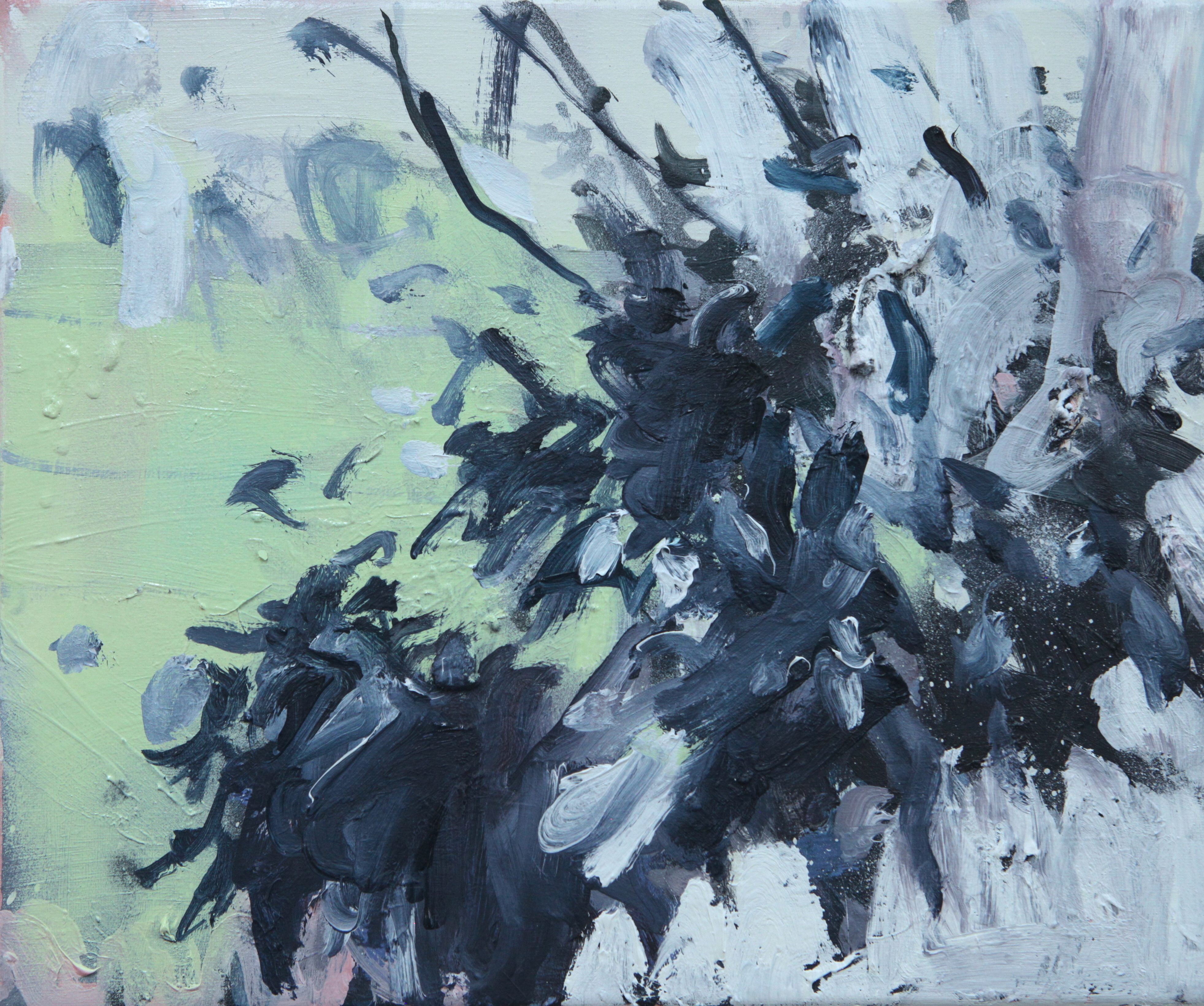 'Shadows on Green', oil on canvas, 26cm x 30cm, £650