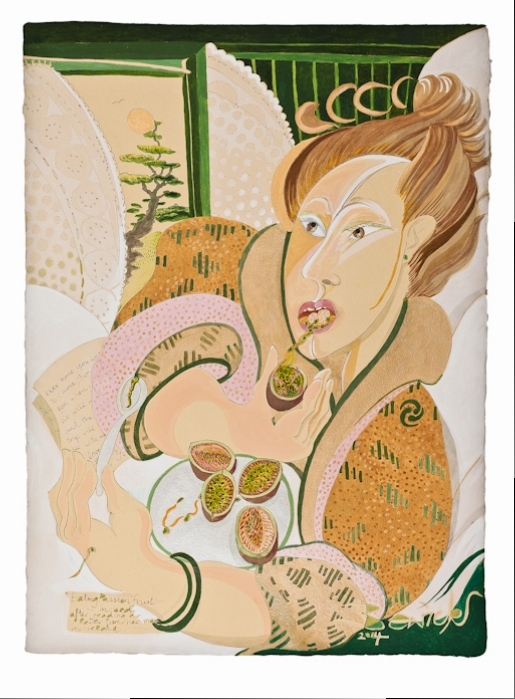 'Eating Passion Fruit in Bed 2014' watercolour and acrylic 81cm x 61cm - £12,800