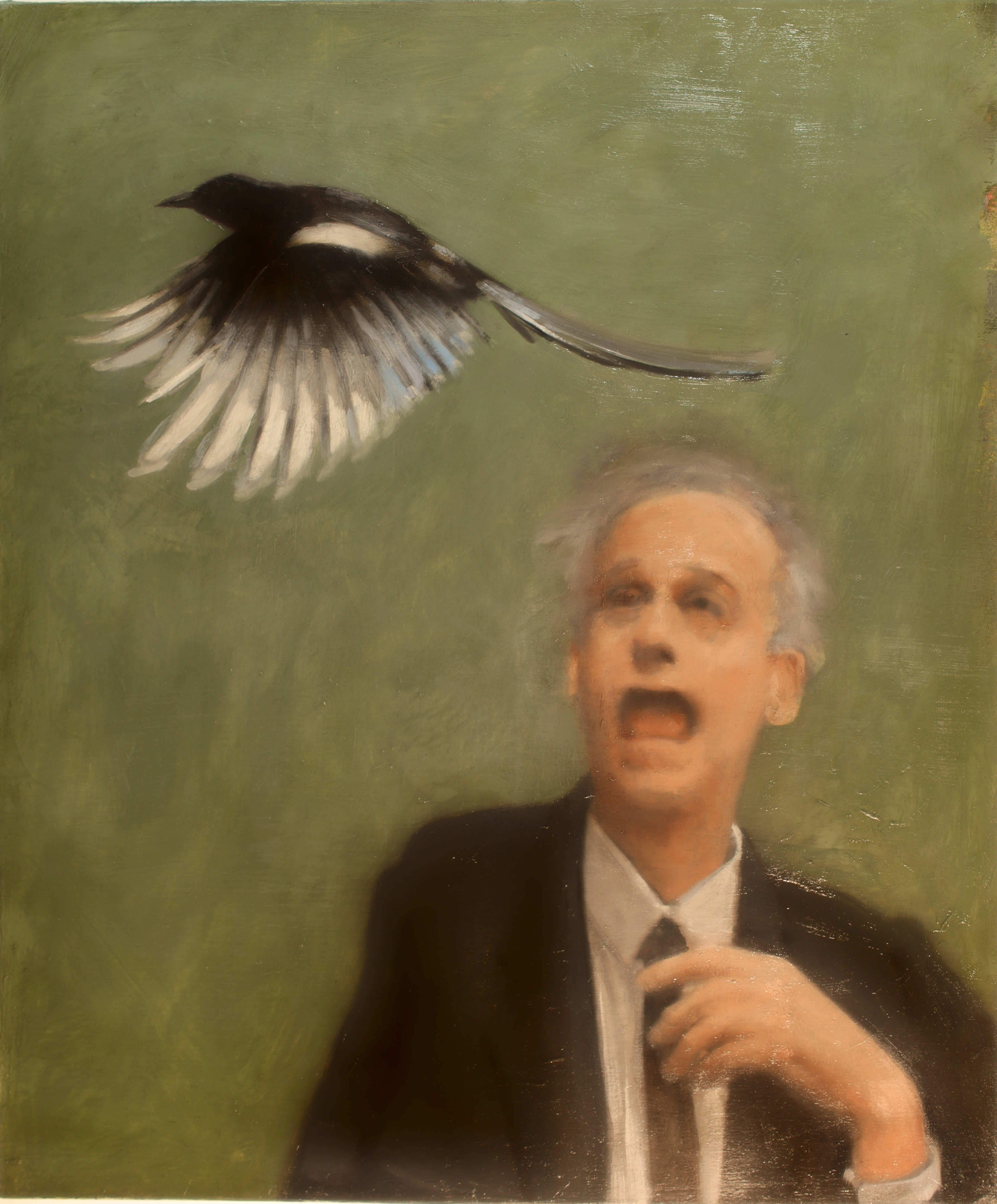'Portrait Ruined by Bird', oil on canvas, 91cm x 61cm, £4500